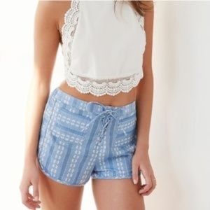 Urban Outfitters blue lace up shorts
